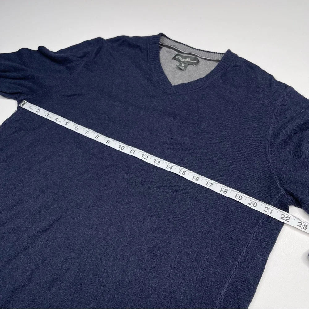 Eddie Bauer Sweater Merino Wool Cotton Navy Blue Outdoor Gorp Office  Tall